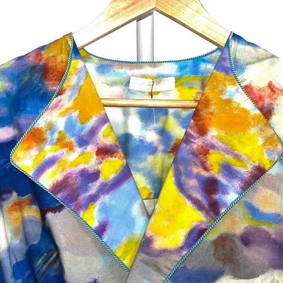ULLA JOHNSON Holland wrap jacket Nora skirt set multicolor watercolor sz 4 new - Picture 9 of 16